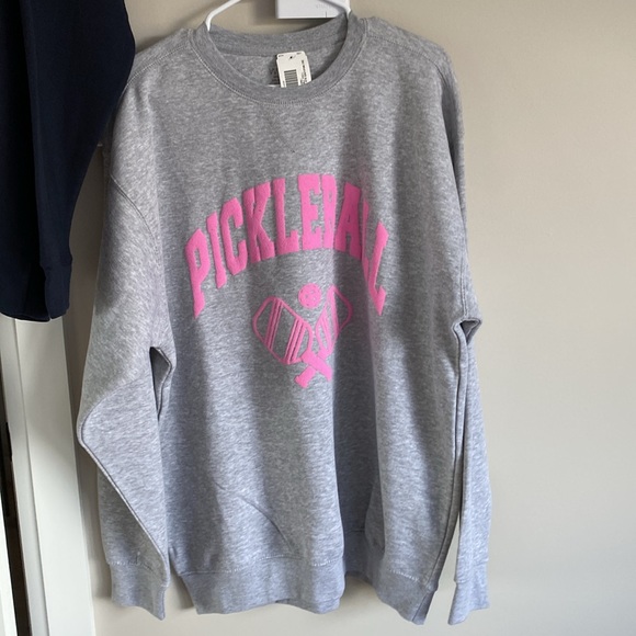 WIN.E navy blue white or grey pink pickleball sweatshirt NWT cotton blend sizeXL - Picture 8 of 9